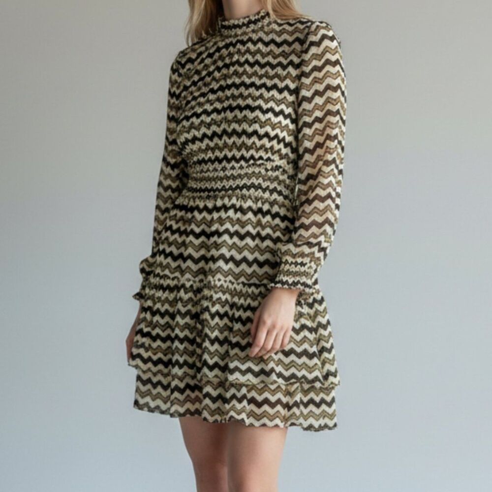 Anthropologie HD in Paris Women's Sierade Printed Dress Beaded Neckline Size 6